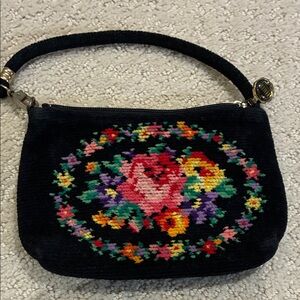 vintage Feiler black needlepoint bag 👝